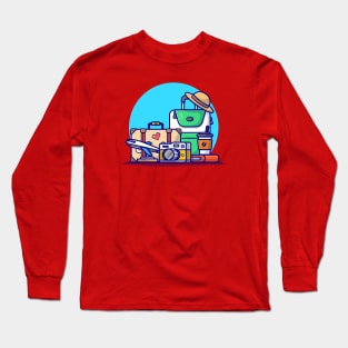 Traveling Time Cartoon Vector Icon Illustration Long Sleeve T-Shirt